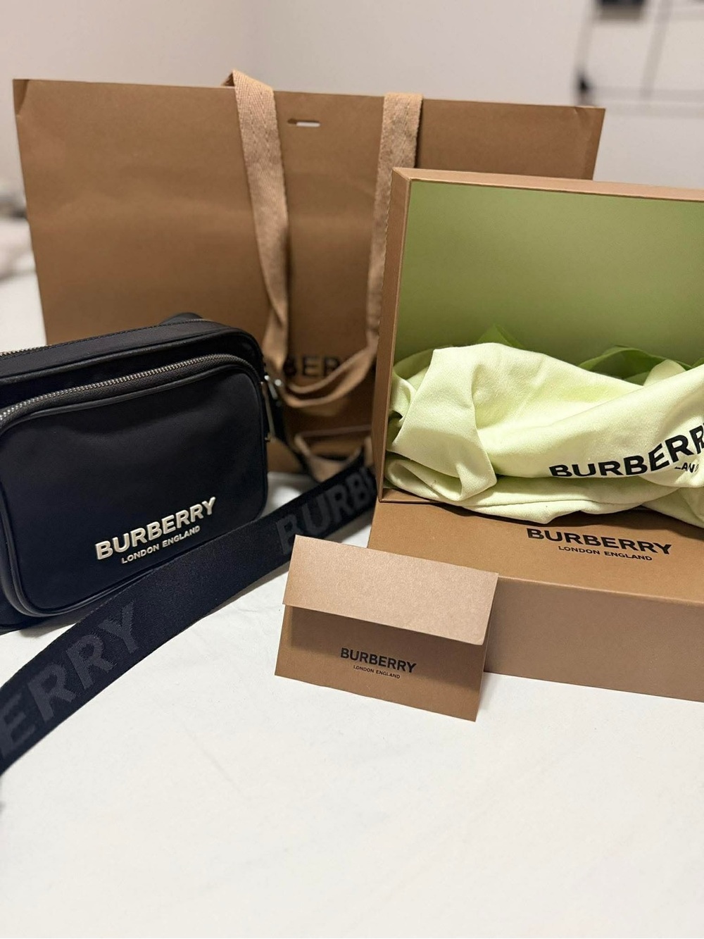 Burberry Black Logo Belt Bag with Branded Strap